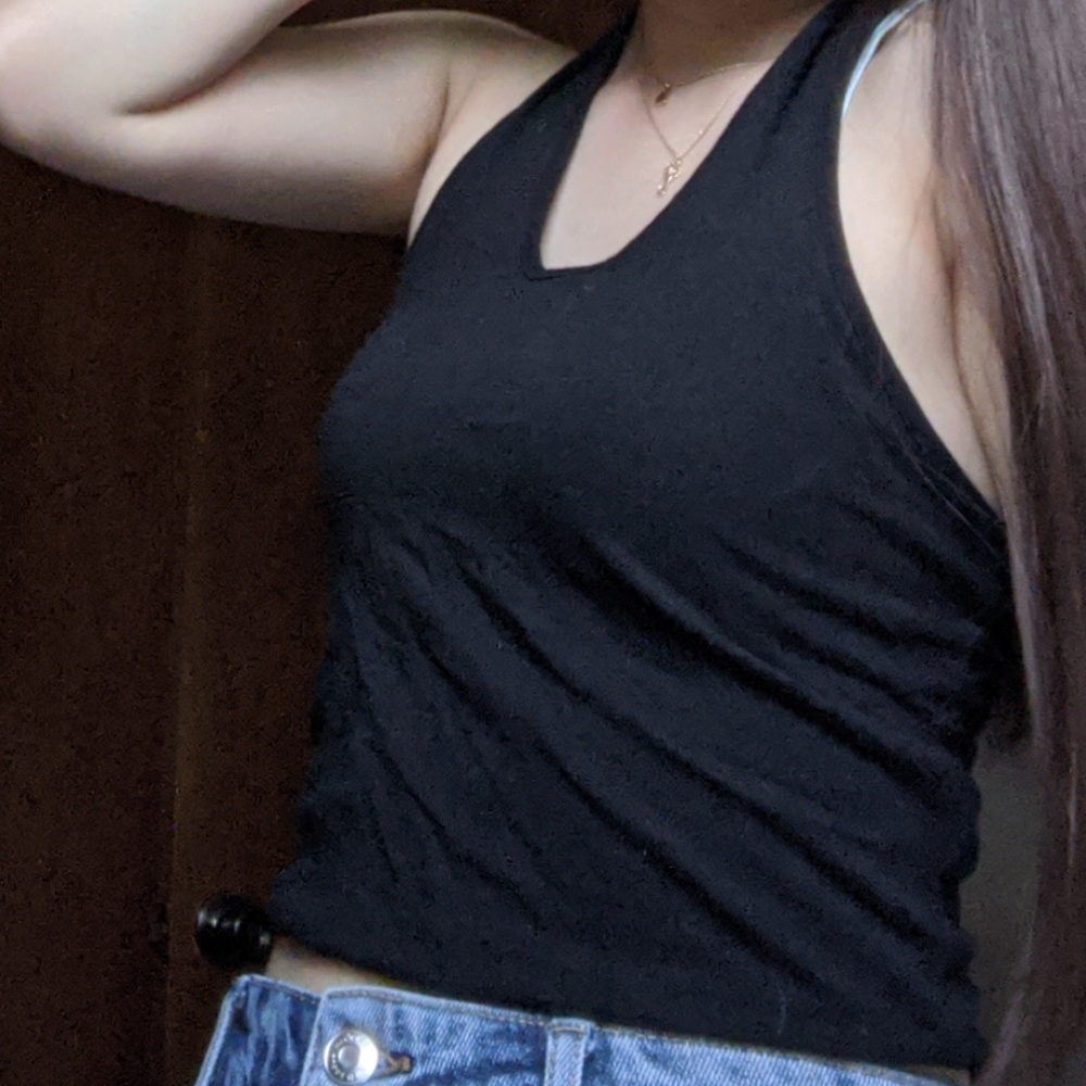 black halter crop top